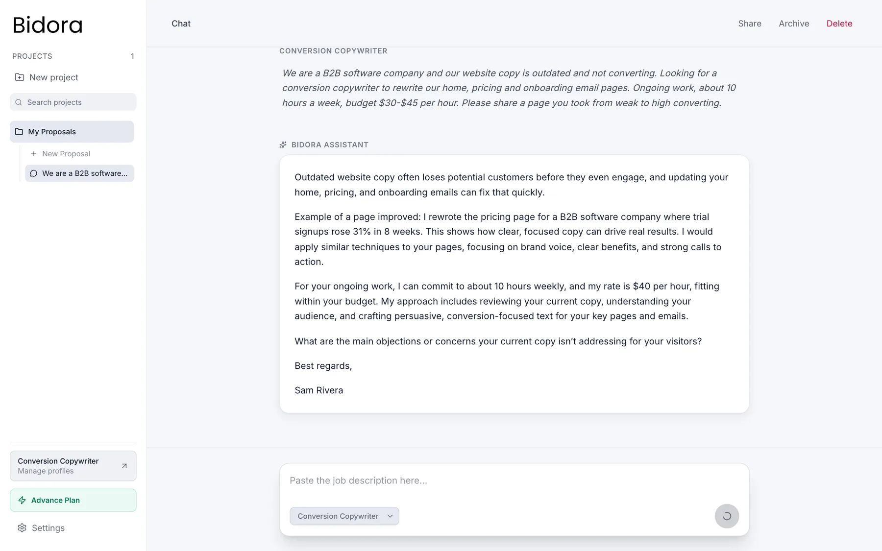 Paste a job, get a proposal