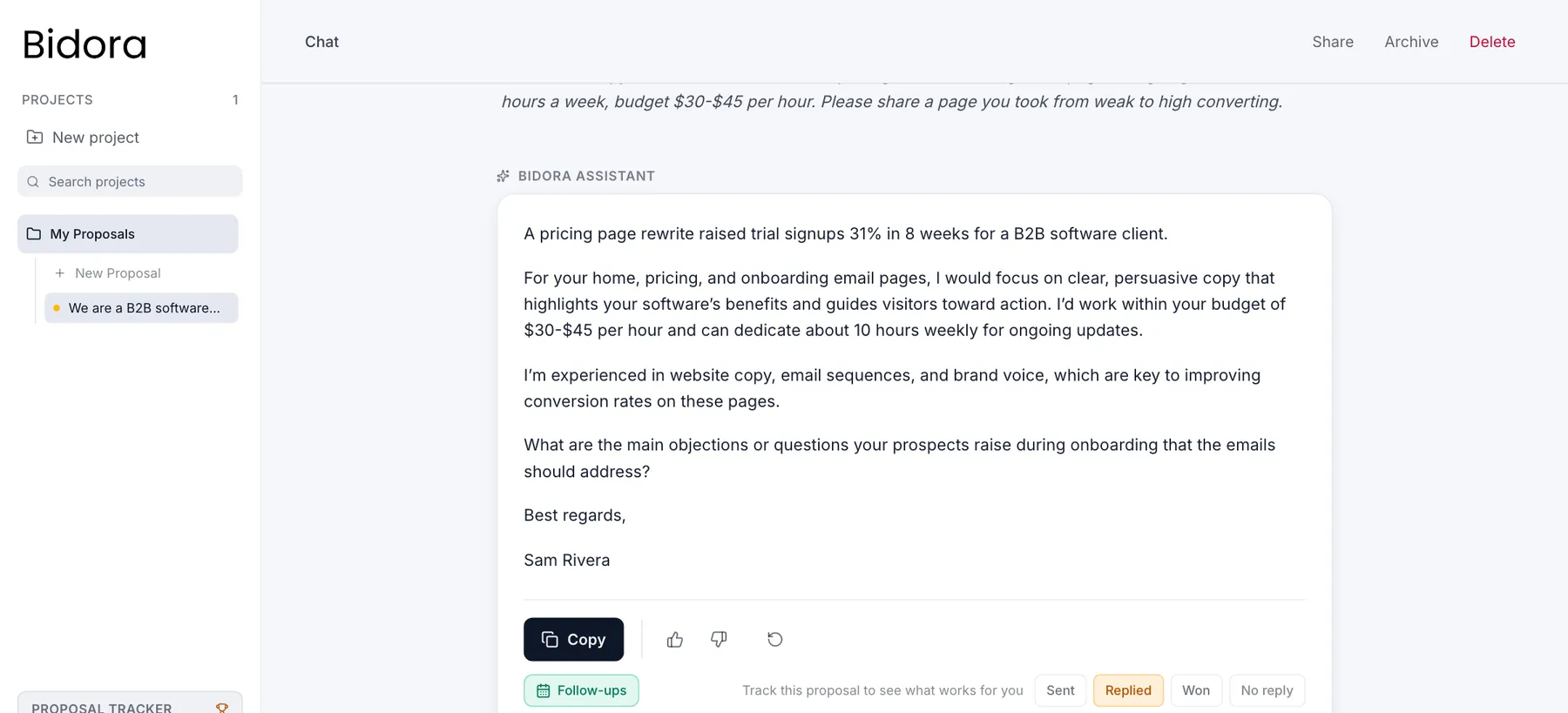 Track every proposal, follow up at the right time